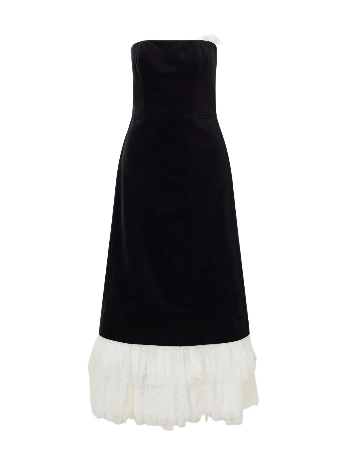 Isabetta Strapless Tulle And Lace-trimmed Cotton-velvet Midi Dress Isabetta Strapless Tulle And Lace-trimmed Cotton-velvet Midi Dress