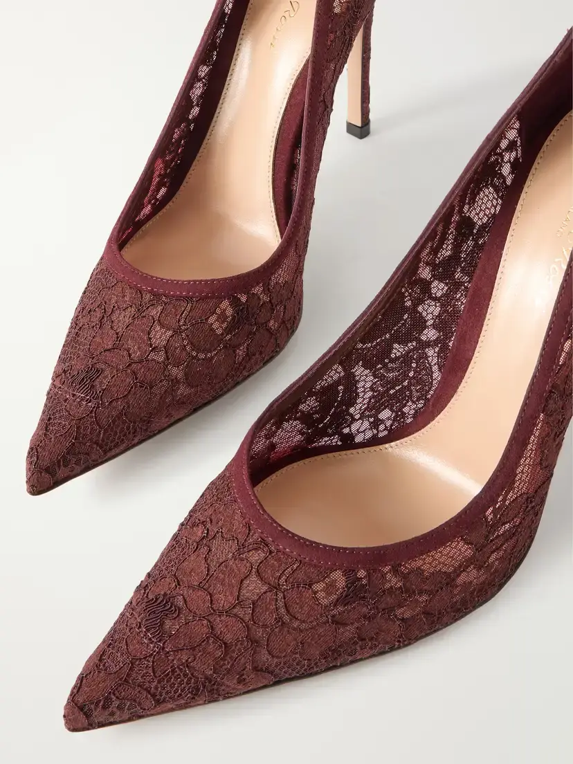Gianvito Rossi Claudia 105 Suede-trimmed Lace Pumps | Thumbnail 5