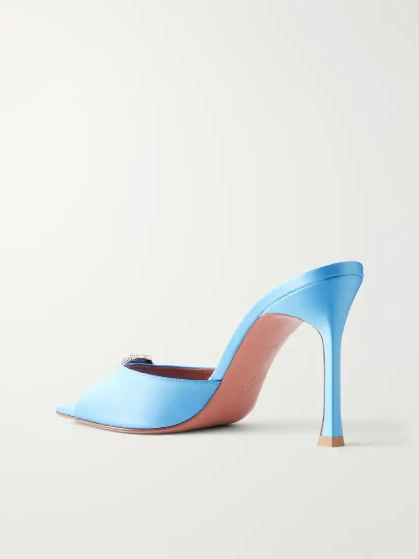 Amina Muaddi Mini Camelia 95 Crystal-embellished Satin Sandals | Thumbnail 3 Amina Muaddi Mini Camelia 95 Crystal-embellished Satin Sandals | Thumbnail 3