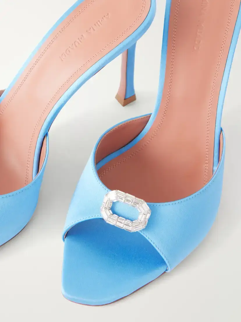 Amina Muaddi Mini Camelia 95 Crystal-embellished Satin Sandals | Thumbnail 5 Amina Muaddi Mini Camelia 95 Crystal-embellished Satin Sandals | Thumbnail 5