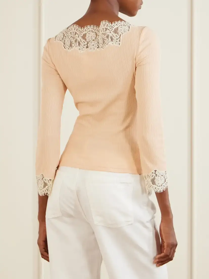 DÔEN Riana Lace-trimmed Cotton-blend Jersey T-shirt | Thumbnail 3