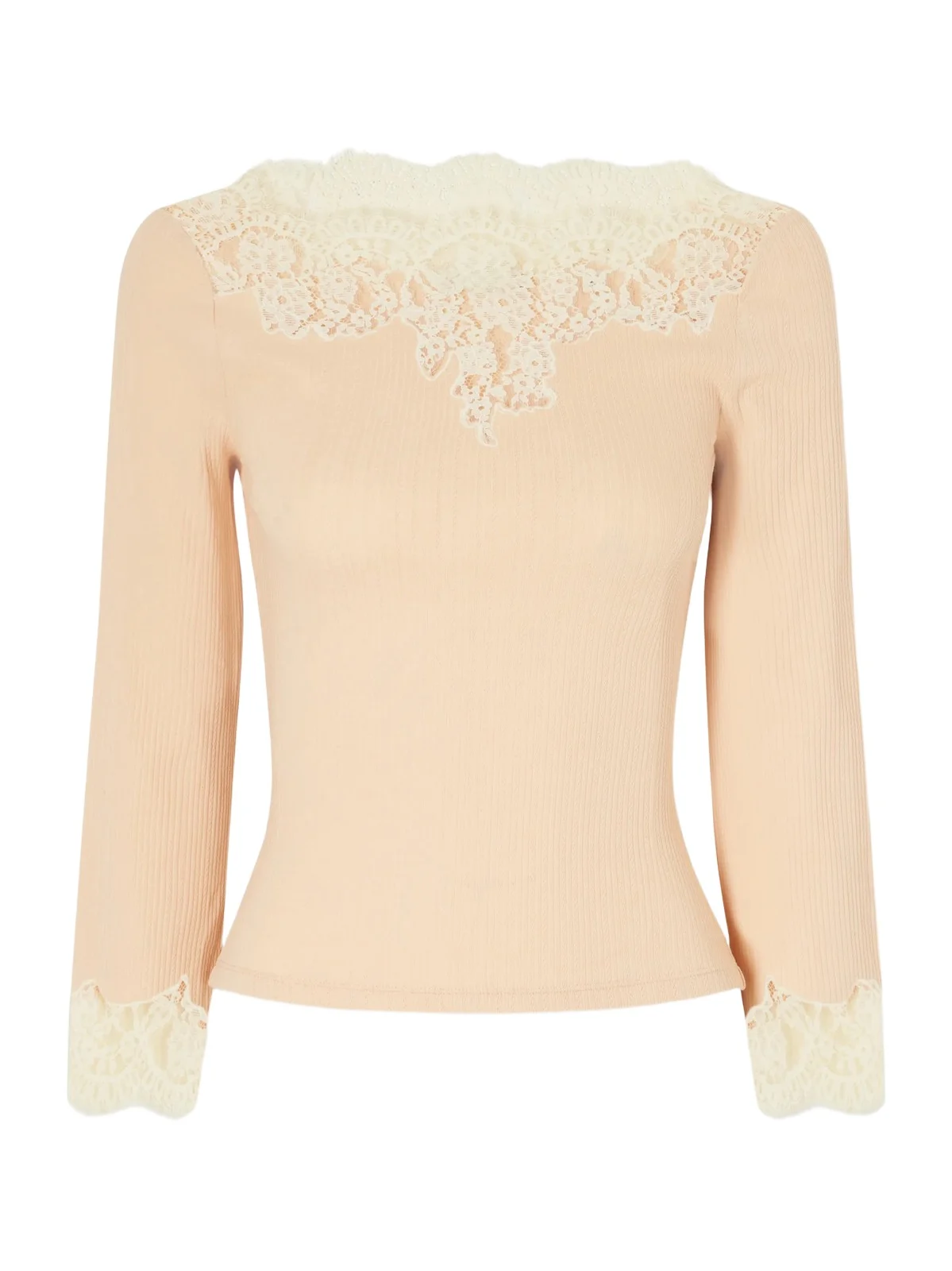 DÔEN Riana Lace-trimmed Cotton-blend Jersey T-shirt