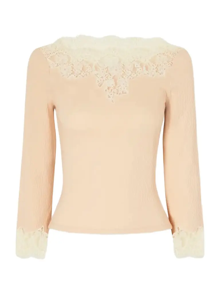 Riana Lace-trimmed Cotton-blend Jersey T-shirt Riana Lace-trimmed Cotton-blend Jersey T-shirt