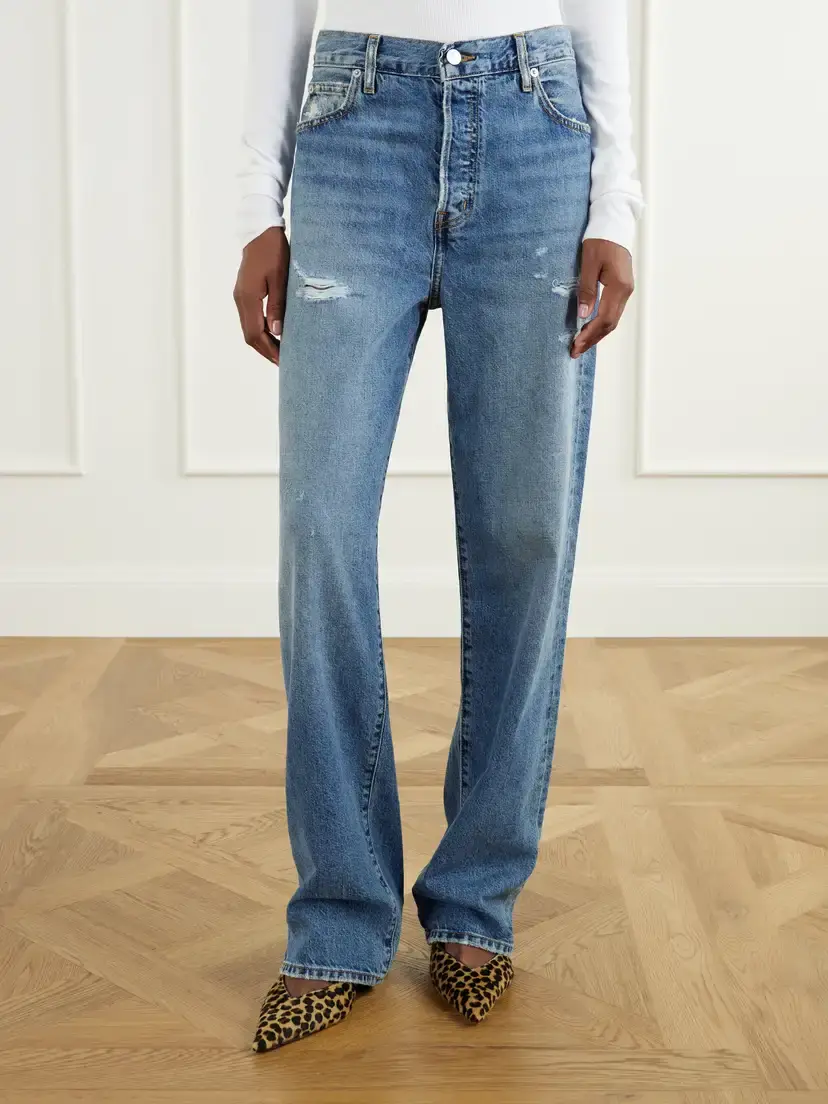 ÉTERNE Saint Boyfriend Distressed Mid-rise Straight-leg Jeans | Thumbnail 3