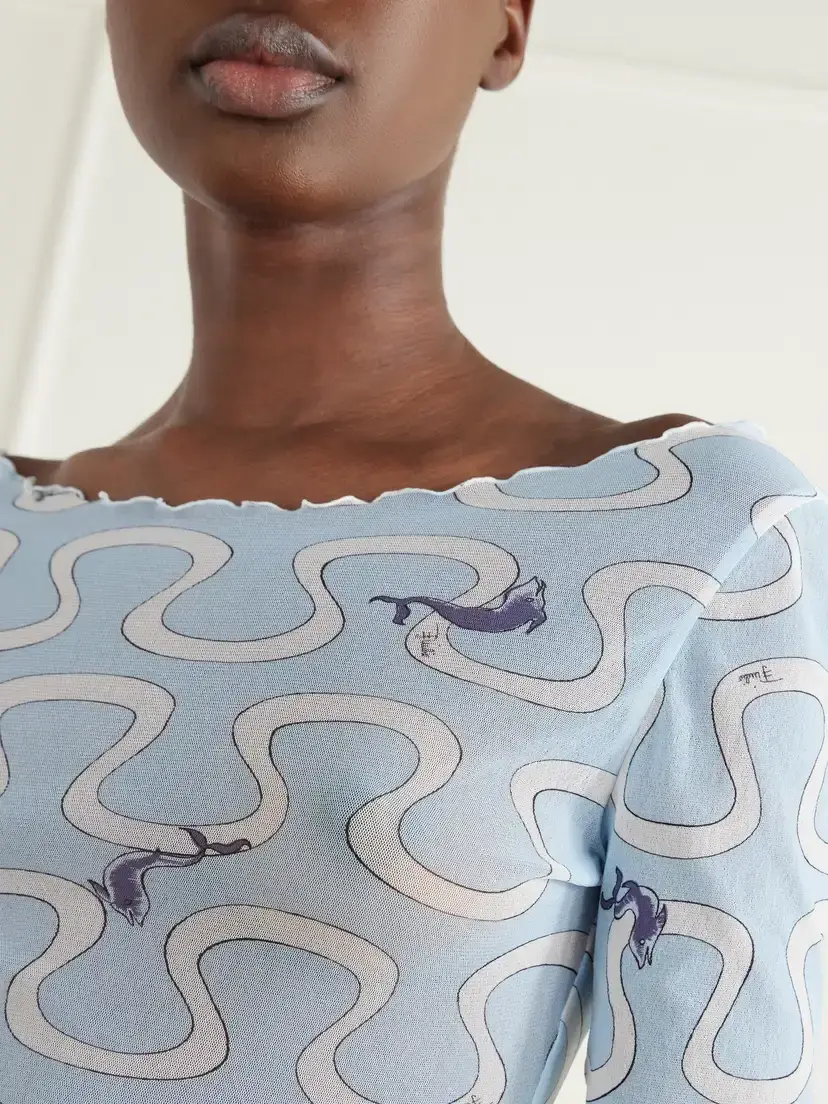 PUCCI Printed Stretch-tulle Top | Thumbnail 3