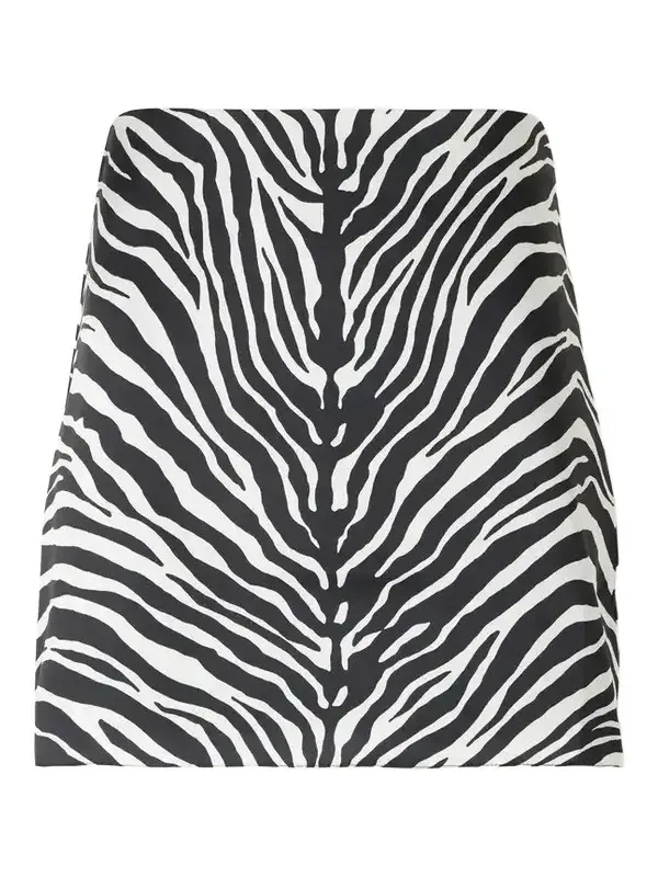 Zebra-print Crepe Mini Skirt