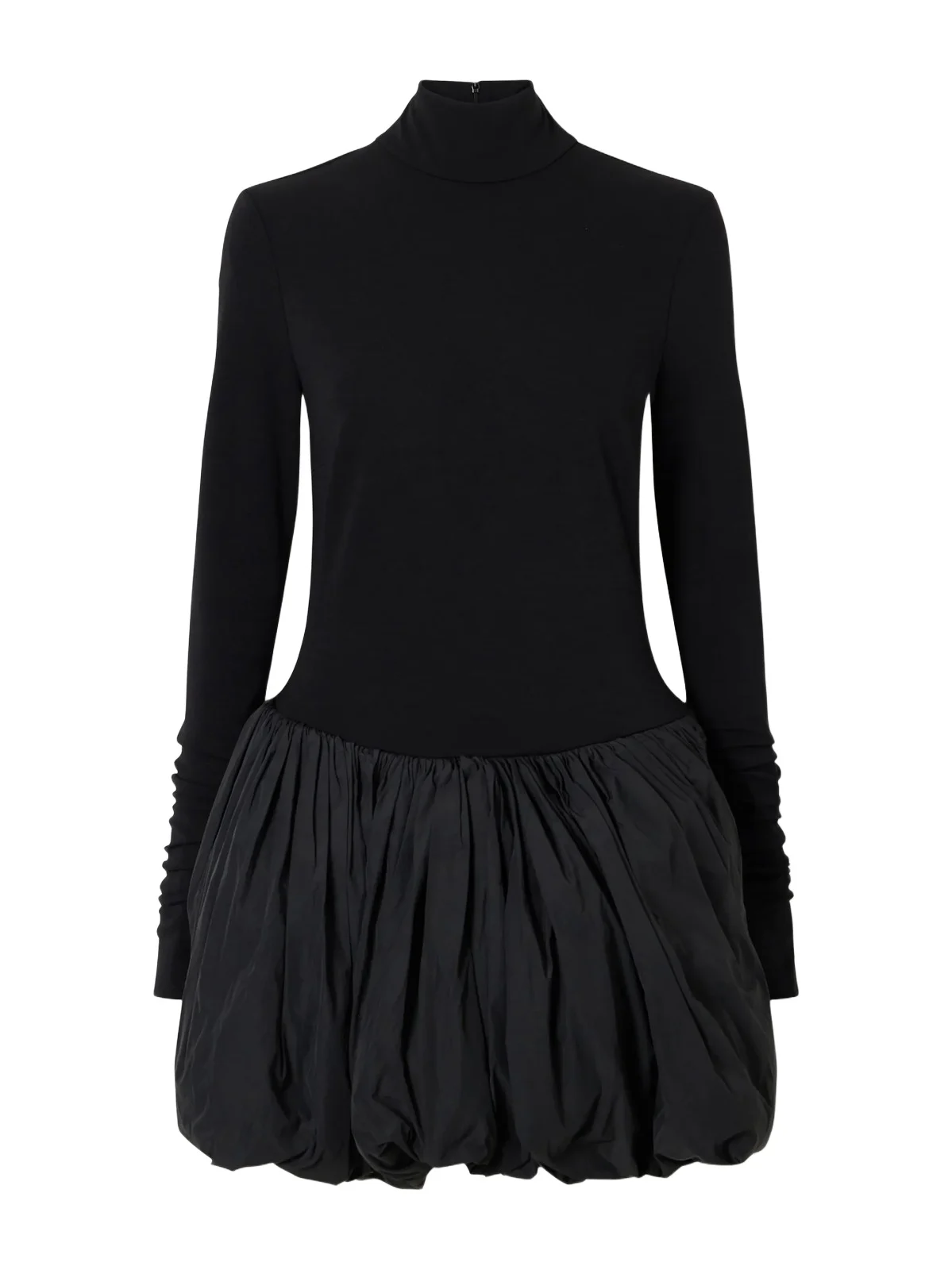 Wool-blend Jersey And Shell Balloon Mini Dress