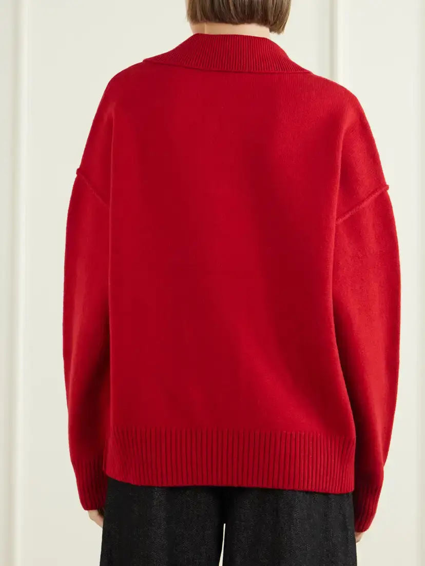 AMI PARIS Virgin Wool-intarsia Polo Sweater | Thumbnail 3