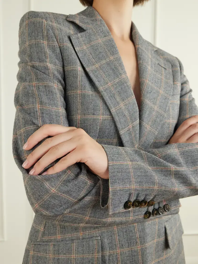 Stella McCartney Prince Of Wales Checked Wool Blazer | Thumbnail 4 Stella McCartney Prince Of Wales Checked Wool Blazer | Thumbnail 4