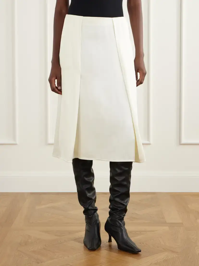 Jil Sander Pleated Satin Midi Skirt | Thumbnail 3