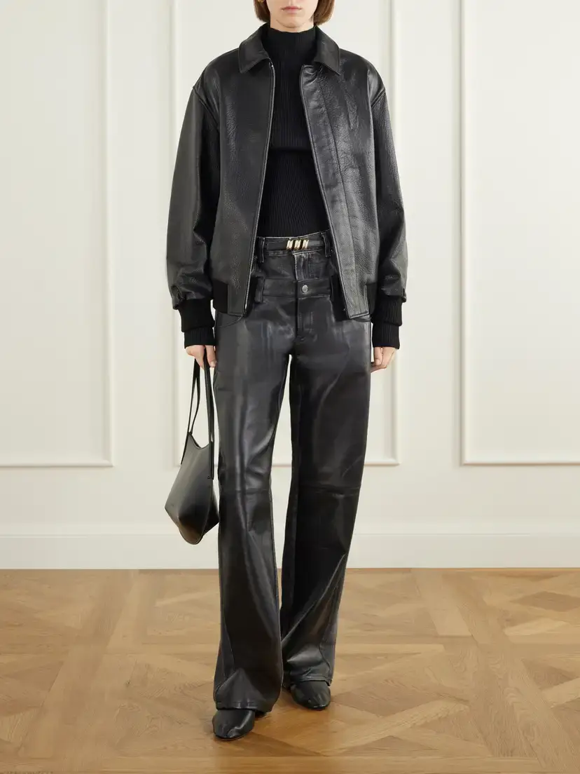 Haikure Bonnie Double Wb Hedwig Black Denim-trimmed Leather Mid-rise Wide-leg Jeans | Thumbnail 2 Haikure Bonnie Double Wb Hedwig Black Denim-trimmed Leather Mid-rise Wide-leg Jeans | Thumbnail 2