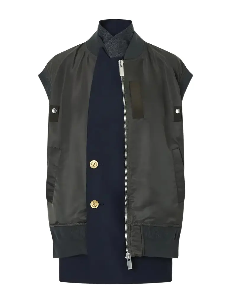 Button-embellished Twill Vest