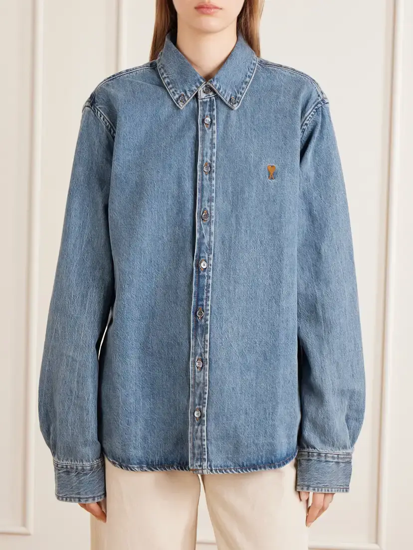 AMI PARIS Logo-embroidered Denim Shirt | Thumbnail 3 AMI PARIS Logo-embroidered Denim Shirt | Thumbnail 3