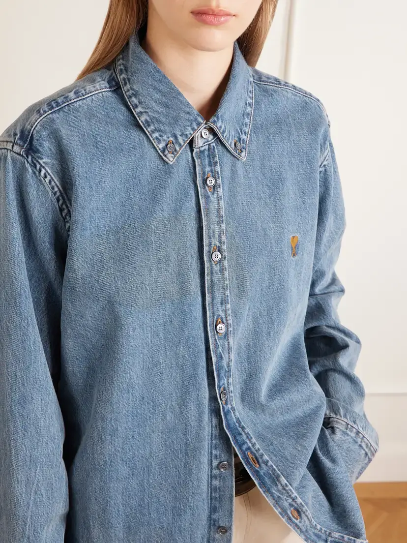 AMI PARIS Logo-embroidered Denim Shirt | Thumbnail 5 AMI PARIS Logo-embroidered Denim Shirt | Thumbnail 5