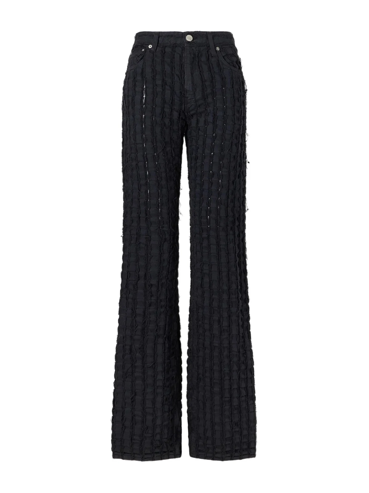 Haikure Star Bull Stripe Distressed High-waist Straight-leg Jeans