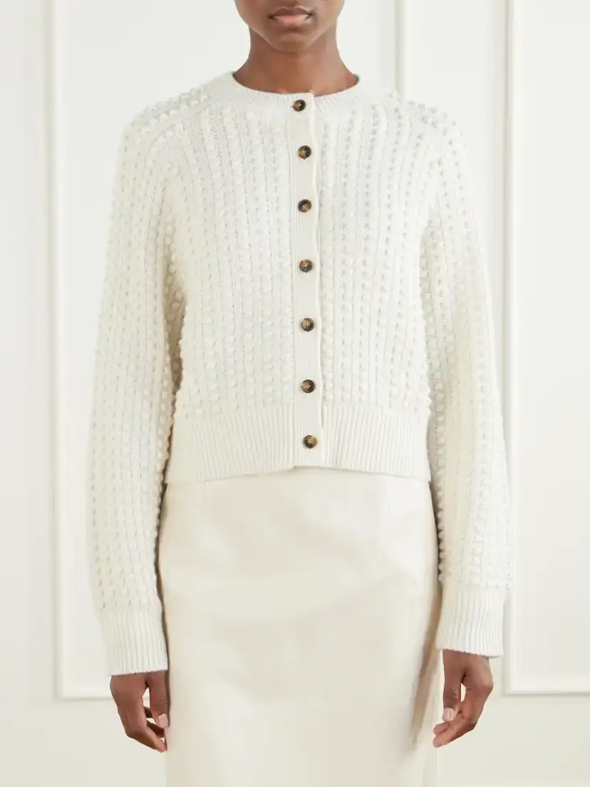 Loulou de Saison Edie Bubble-stitch Cashmere Cardigan | Thumbnail 3 Loulou de Saison Edie Bubble-stitch Cashmere Cardigan | Thumbnail 3
