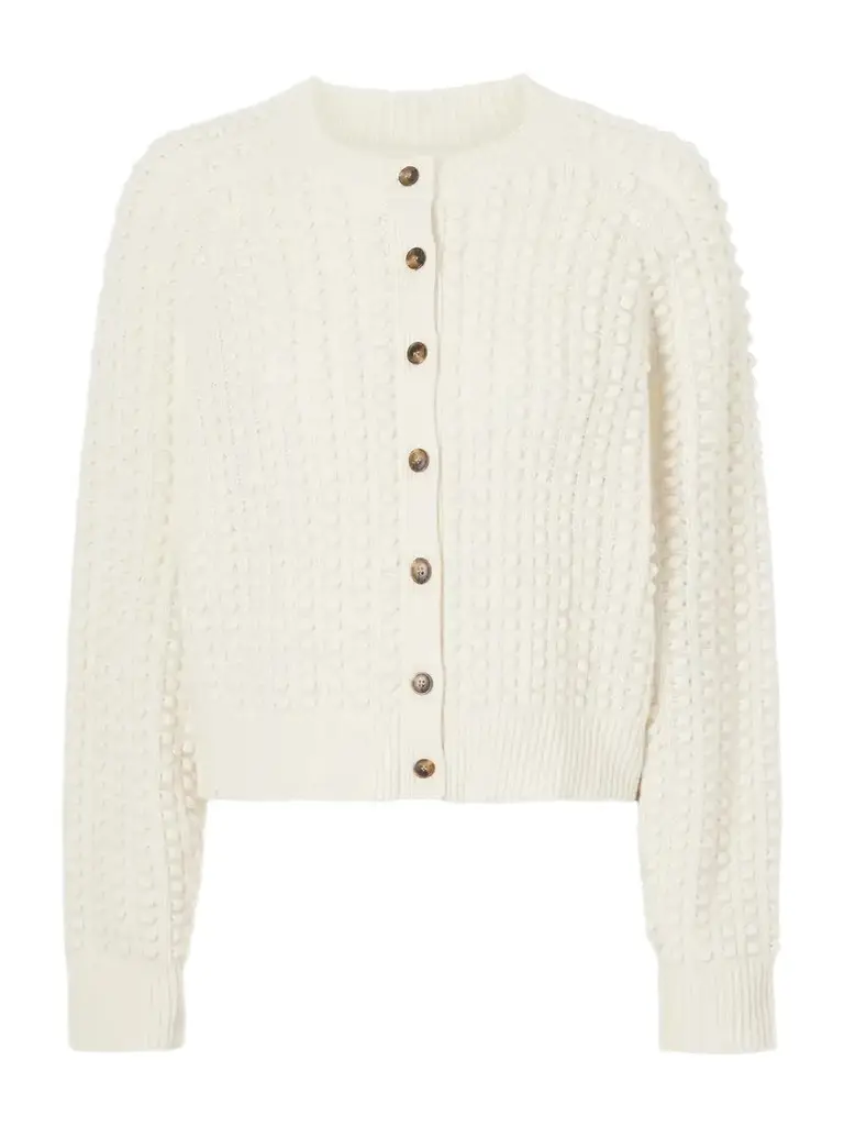 Loulou de Saison Edie Bubble-stitch Cashmere Cardigan
