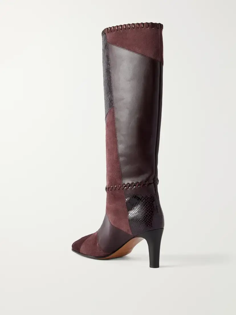 Zimmermann Alchemy 75 Patchwork Whipstitched Suede, Smooth And Snake-effect Leather Knee Boots | Thumbnail 3 Zimmermann Alchemy 75 Patchwork Whipstitched Suede, Smooth And Snake-effect Leather Knee Boots | Thumbnail 3