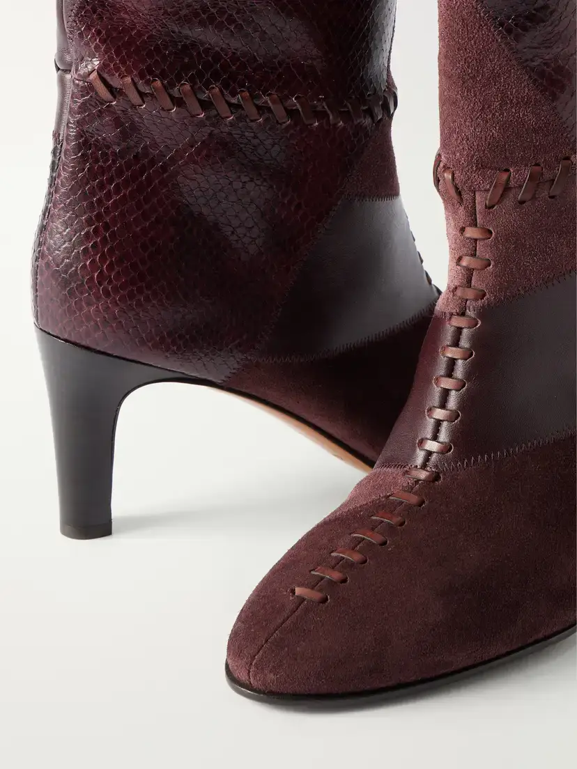 Zimmermann Alchemy 75 Patchwork Whipstitched Suede, Smooth And Snake-effect Leather Knee Boots | Thumbnail 5 Zimmermann Alchemy 75 Patchwork Whipstitched Suede, Smooth And Snake-effect Leather Knee Boots | Thumbnail 5