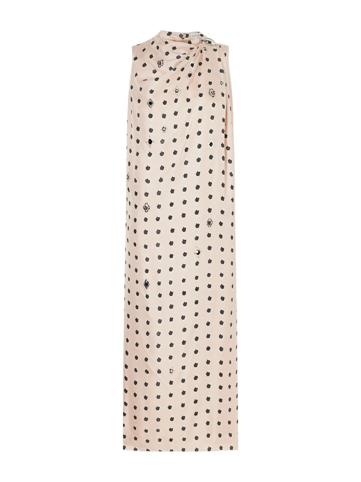 Jackie Bead-embellished Gathered Printed Silk-satin Maxi Dress