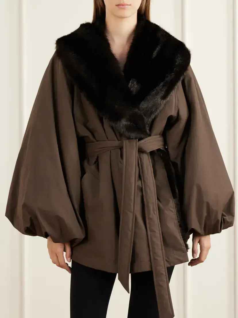 Magda Butrym Belted Plush-trimmed Short Coat | Thumbnail 3 Magda Butrym Belted Plush-trimmed Short Coat | Thumbnail 3