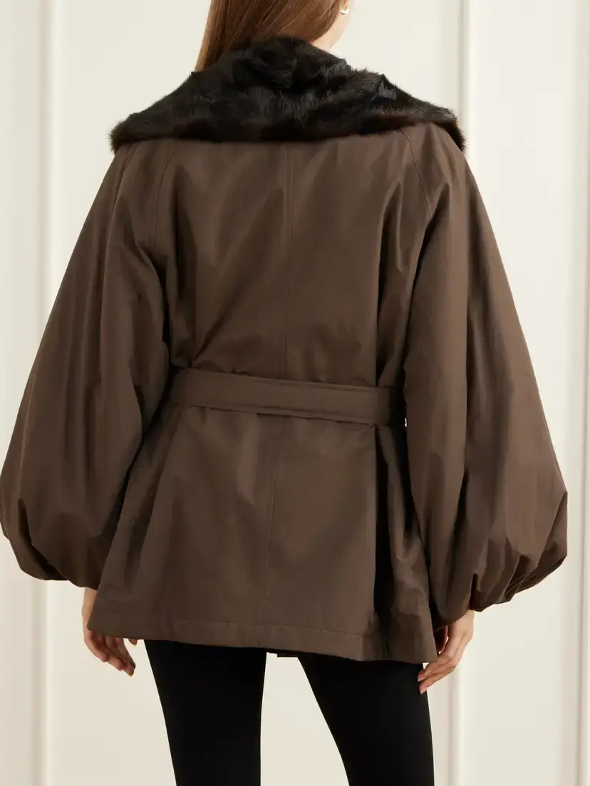 Magda Butrym Belted Plush-trimmed Short Coat | Thumbnail 4 Magda Butrym Belted Plush-trimmed Short Coat | Thumbnail 4