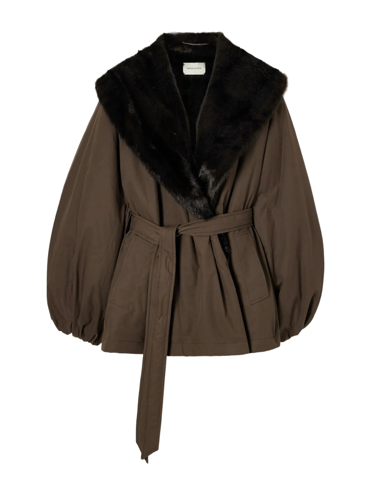 Belted Plush-trimmed Short Coat Belted Plush-trimmed Short Coat