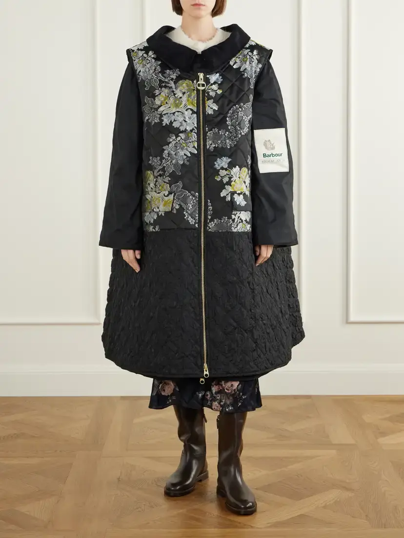 Erdem + Barbour Embellished Waxed Cotton-jacquard Coat | Thumbnail 2