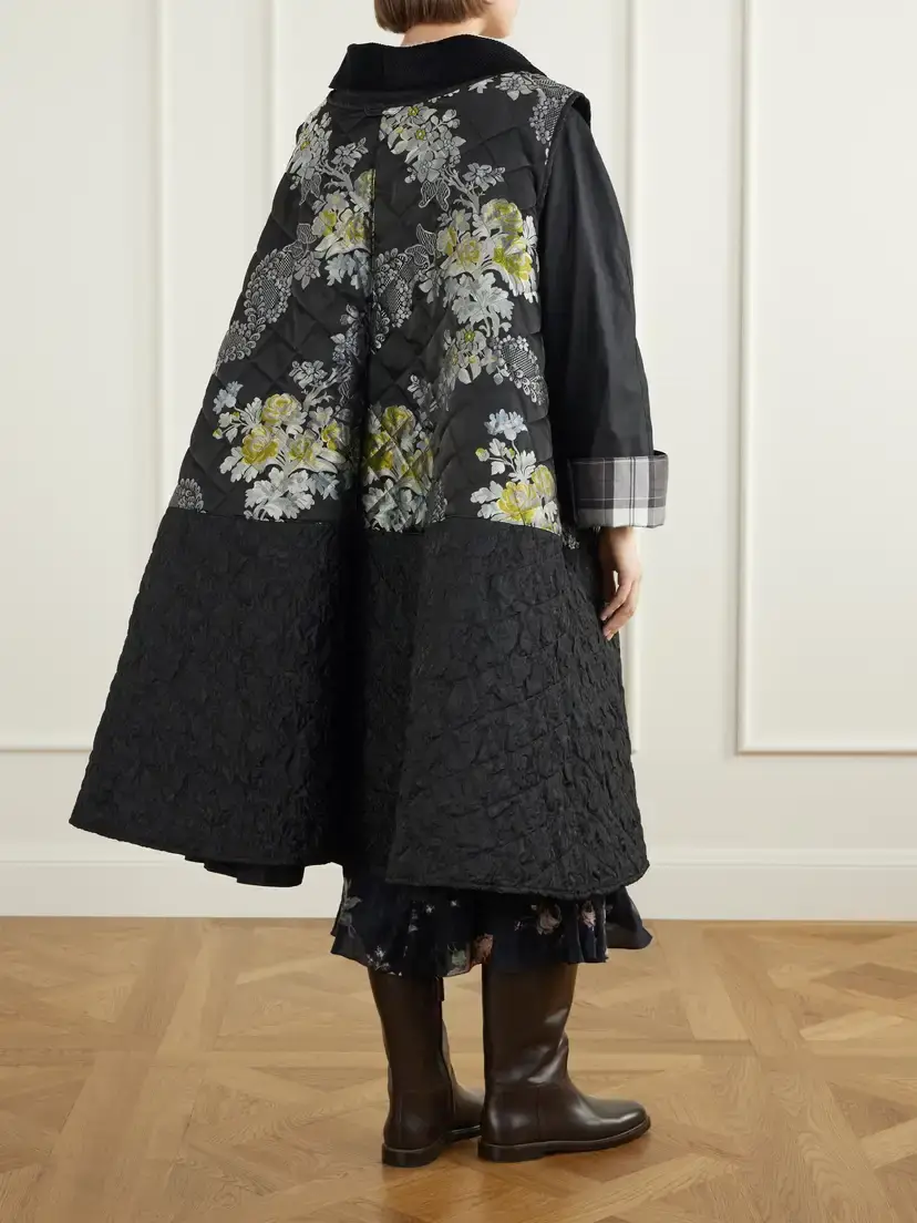 Erdem + Barbour Embellished Waxed Cotton-jacquard Coat | Thumbnail 3