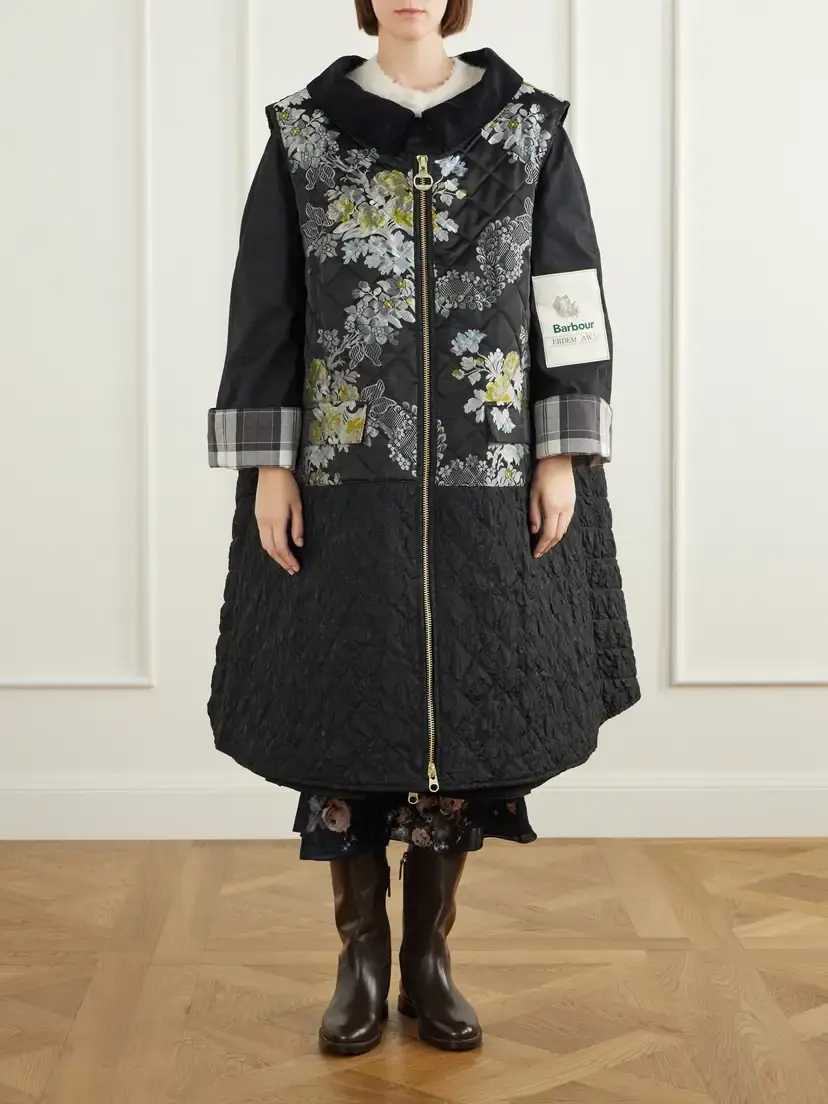 Erdem + Barbour Embellished Waxed Cotton-jacquard Coat | Thumbnail 4