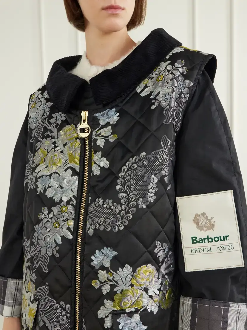 Erdem + Barbour Embellished Waxed Cotton-jacquard Coat | Thumbnail 5