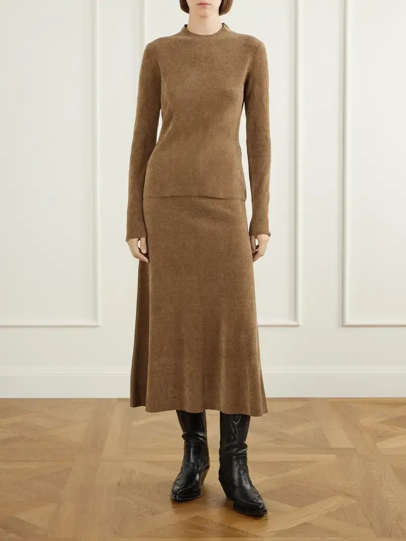 Gabriela Hearst Muir Ribbed Silk Midi Skirt | Thumbnail 2