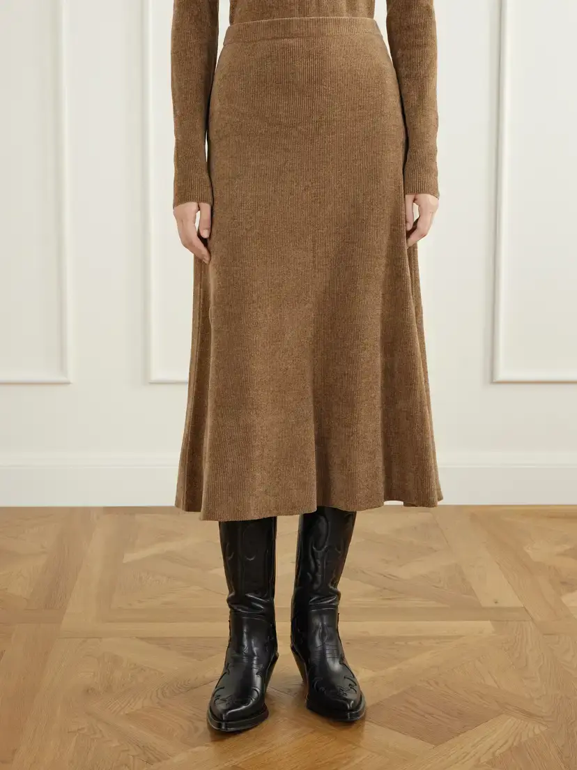Gabriela Hearst Muir Ribbed Silk Midi Skirt | Thumbnail 3
