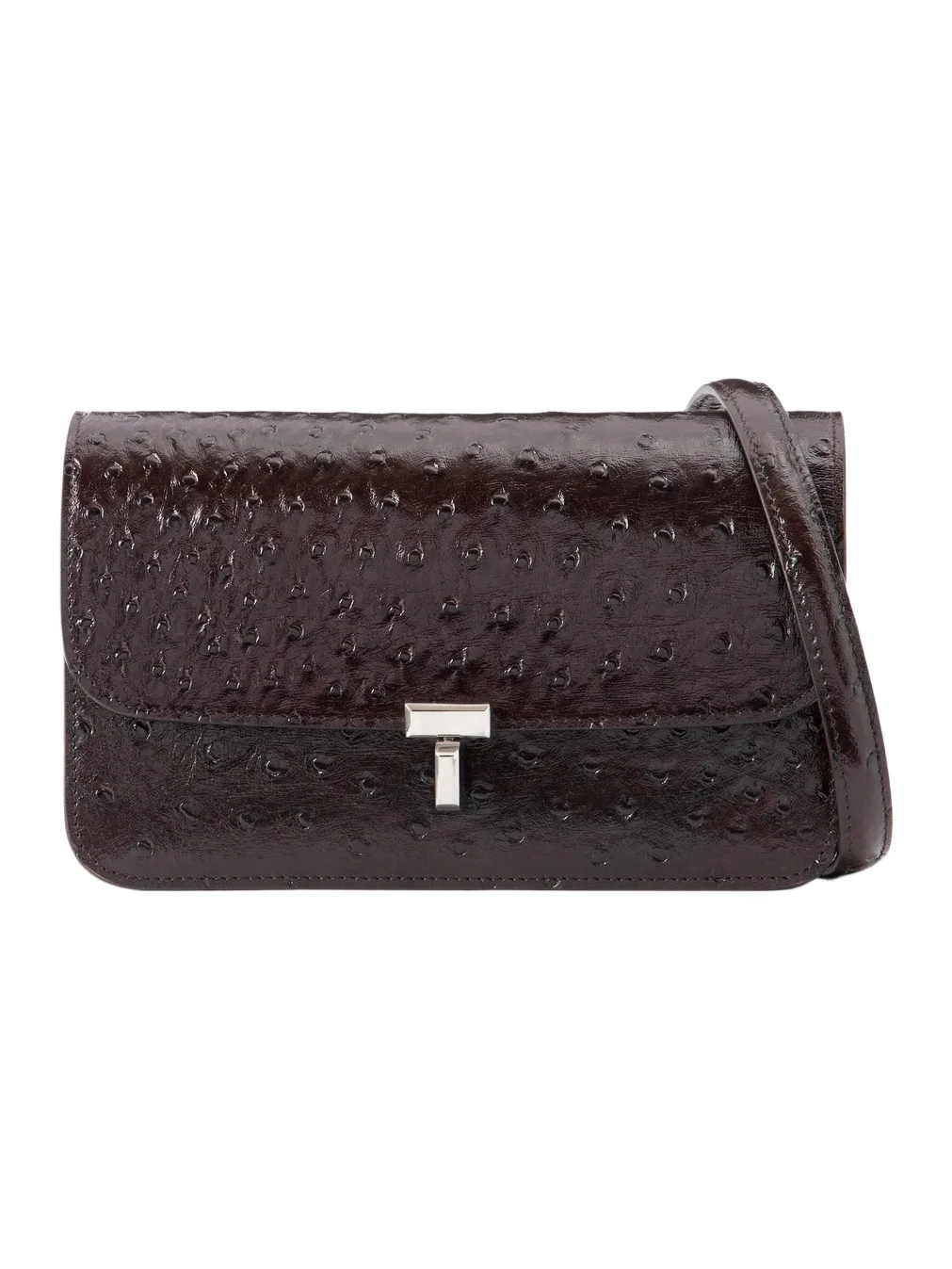 T-lock Ostrich-effect Leather Shoulder Bag