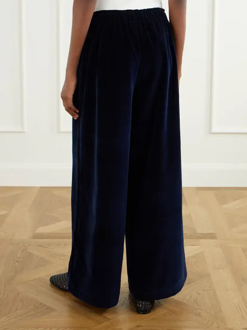 Les Vacances D’Irina Gathered Cotton-velvet Wide-leg Pants | Thumbnail 4 Les Vacances D’Irina Gathered Cotton-velvet Wide-leg Pants | Thumbnail 4