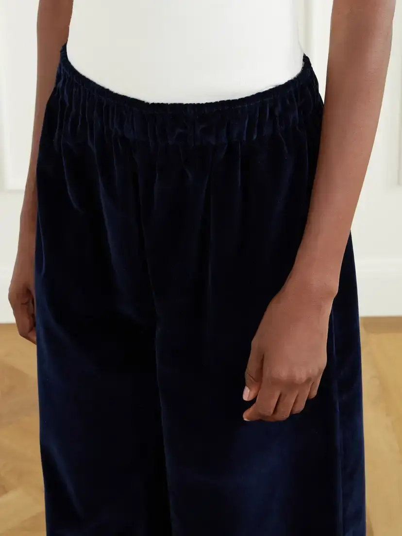 Les Vacances D’Irina Gathered Cotton-velvet Wide-leg Pants | Thumbnail 5 Les Vacances D’Irina Gathered Cotton-velvet Wide-leg Pants | Thumbnail 5