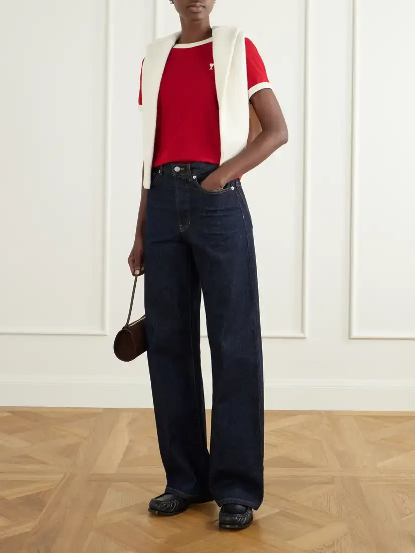 AMI PARIS Logo-embroidered Cotton-jersey T-shirt | Thumbnail 2