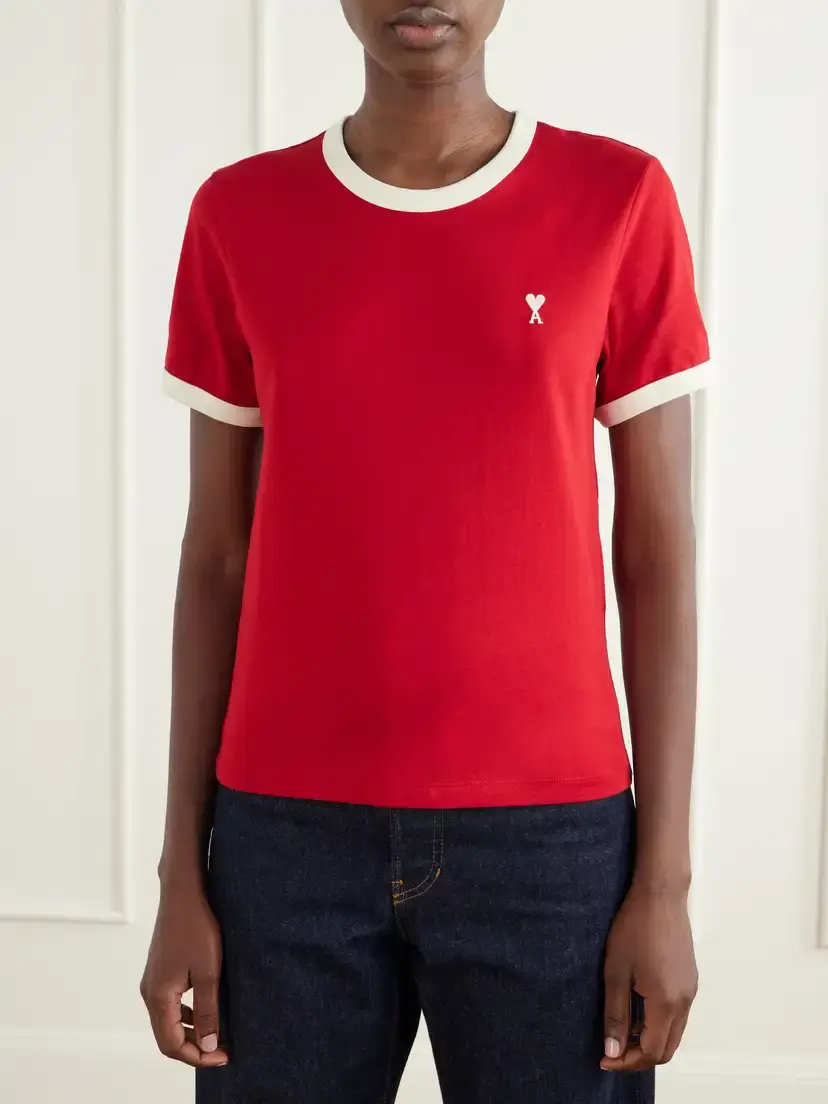 AMI PARIS Logo-embroidered Cotton-jersey T-shirt | Thumbnail 3