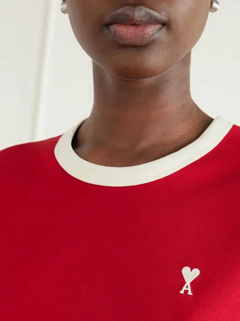 AMI PARIS Logo-embroidered Cotton-jersey T-shirt | Thumbnail 5