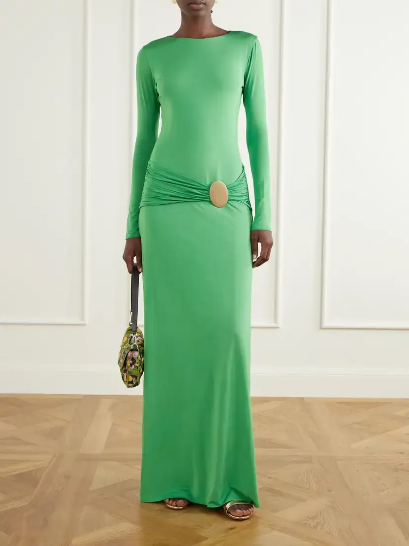 Cala de la Cruz Embellished Gathered Stretch-jersey Maxi Dress | Thumbnail 2 Cala de la Cruz Embellished Gathered Stretch-jersey Maxi Dress | Thumbnail 2