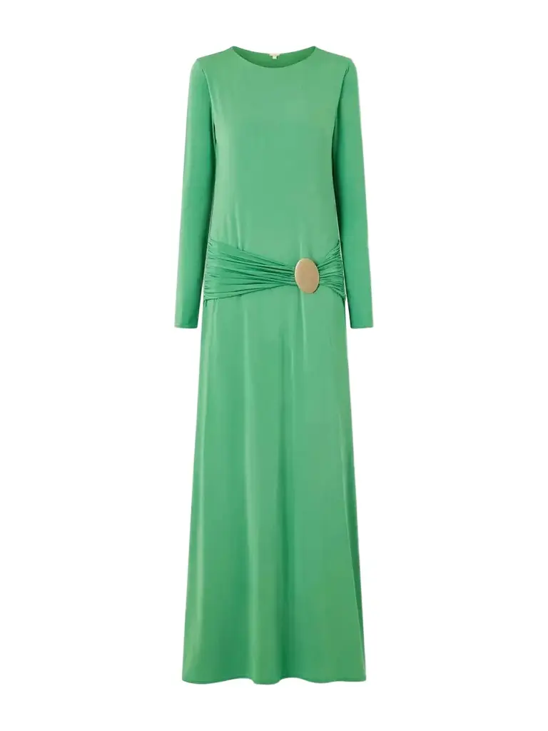 Embellished Gathered Stretch-jersey Maxi Dress