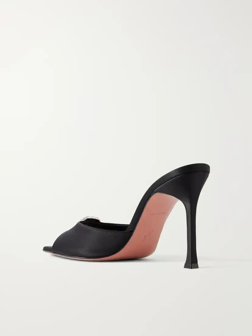 Amina Muaddi Mini Camelia 95 Embellished Satin Sandals | Thumbnail 3 Amina Muaddi Mini Camelia 95 Embellished Satin Sandals | Thumbnail 3