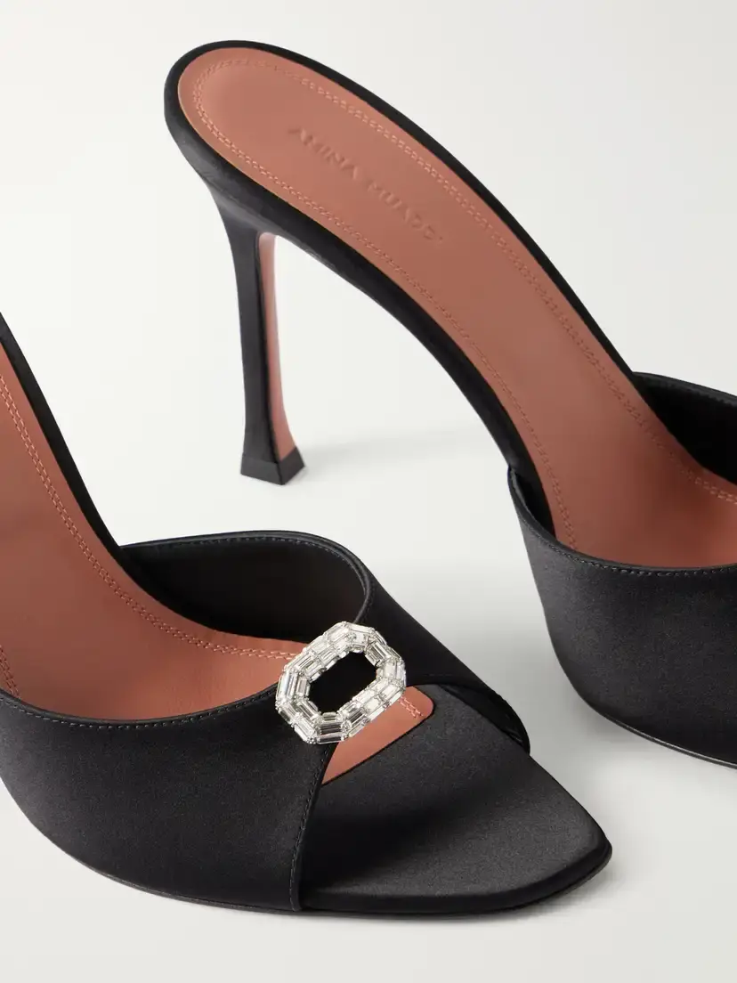 Amina Muaddi Mini Camelia 95 Embellished Satin Sandals | Thumbnail 5 Amina Muaddi Mini Camelia 95 Embellished Satin Sandals | Thumbnail 5