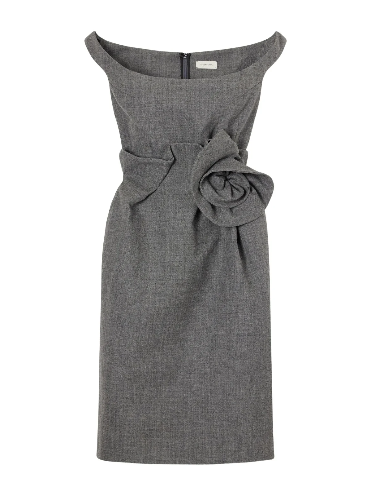 Floral-appliquéd Off-the-shoulder Wool And Silk-blend Midi Dress Floral-appliquéd Off-the-shoulder Wool And Silk-blend Midi Dress