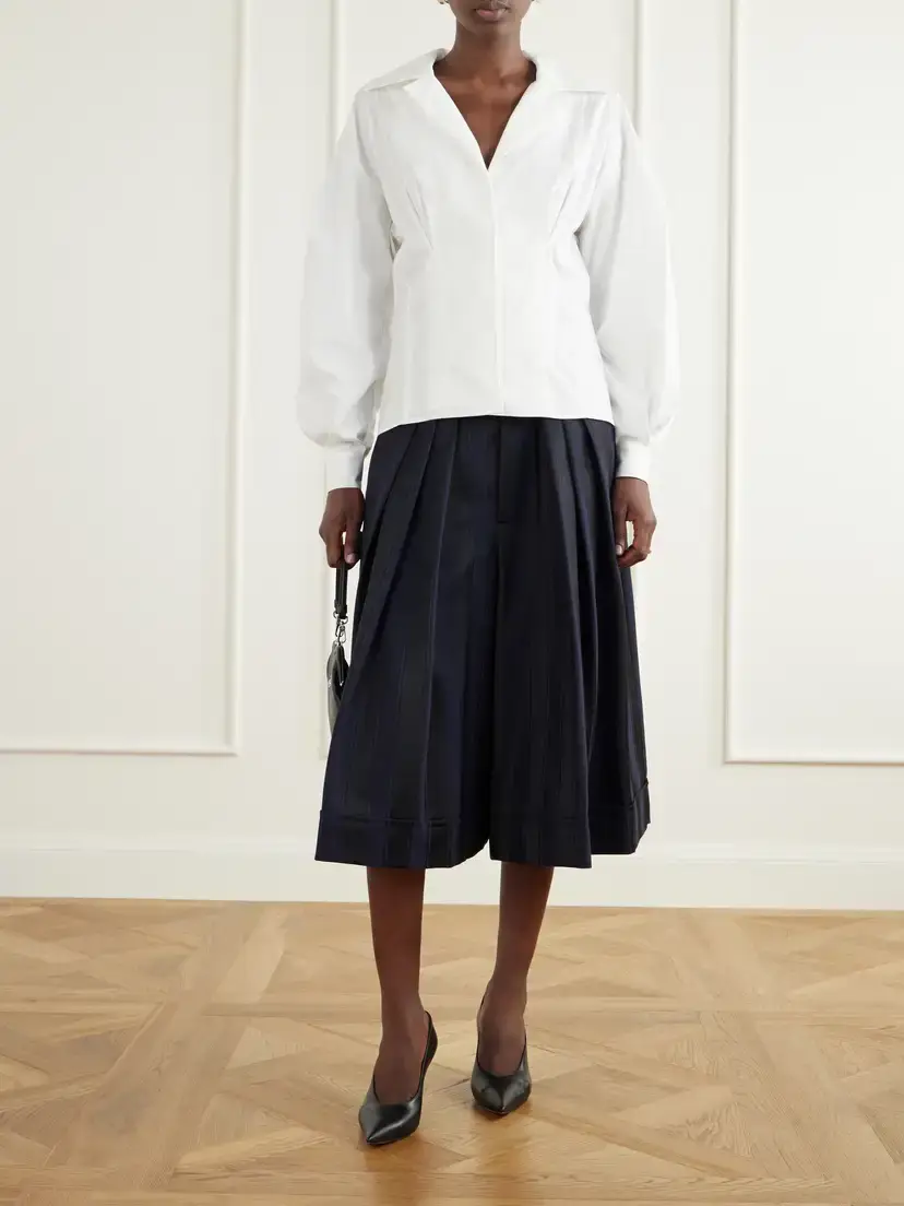 Vivienne Westwood Striped Satin-wool Culotte Shorts | Thumbnail 2 Vivienne Westwood Striped Satin-wool Culotte Shorts | Thumbnail 2