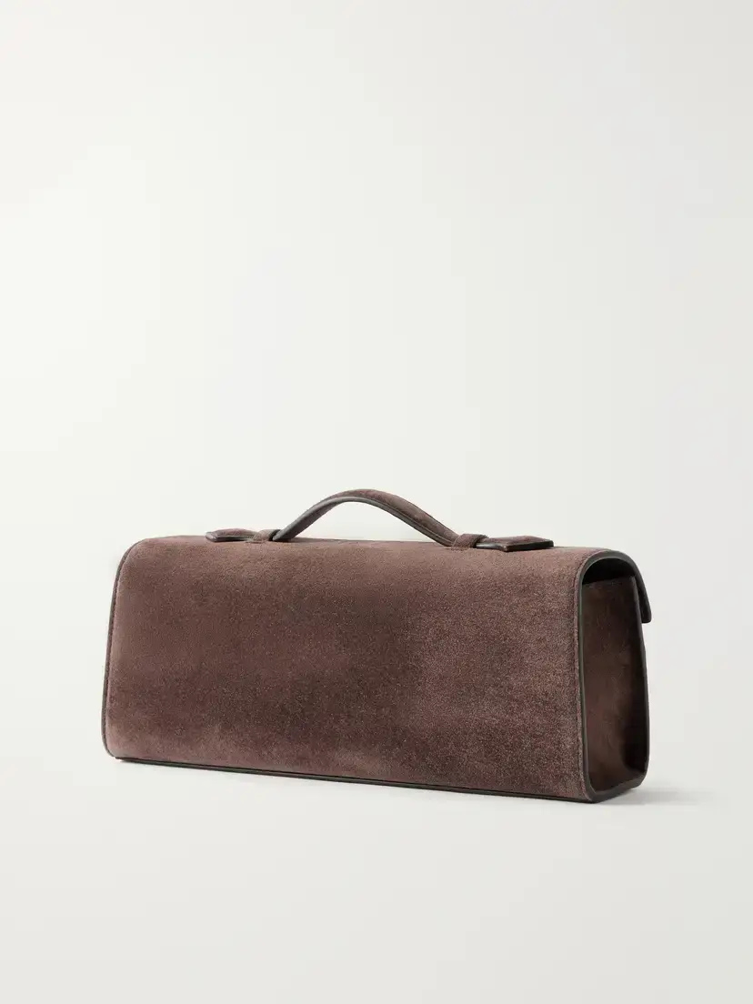 Savette Slim Symmetry Pochette Leather-trimmed Suede Top-handle Bag | Thumbnail 4 Savette Slim Symmetry Pochette Leather-trimmed Suede Top-handle Bag | Thumbnail 4