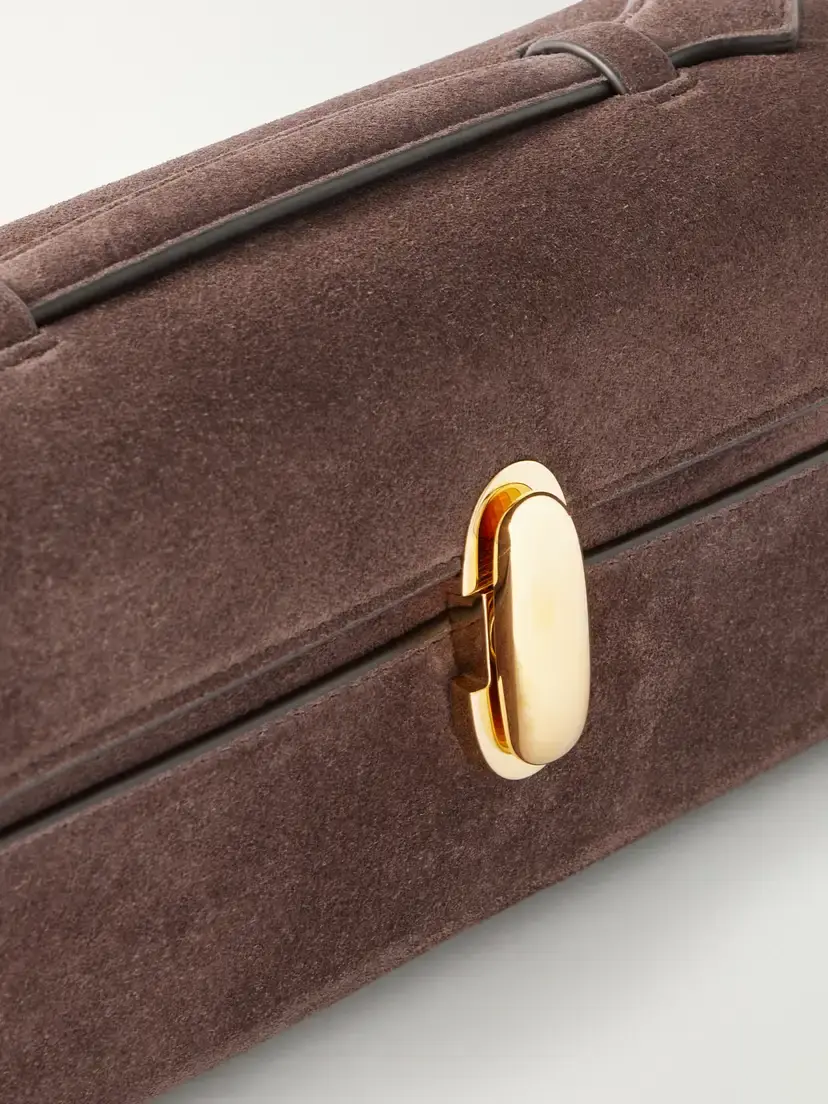 Savette Slim Symmetry Pochette Leather-trimmed Suede Top-handle Bag | Thumbnail 5 Savette Slim Symmetry Pochette Leather-trimmed Suede Top-handle Bag | Thumbnail 5