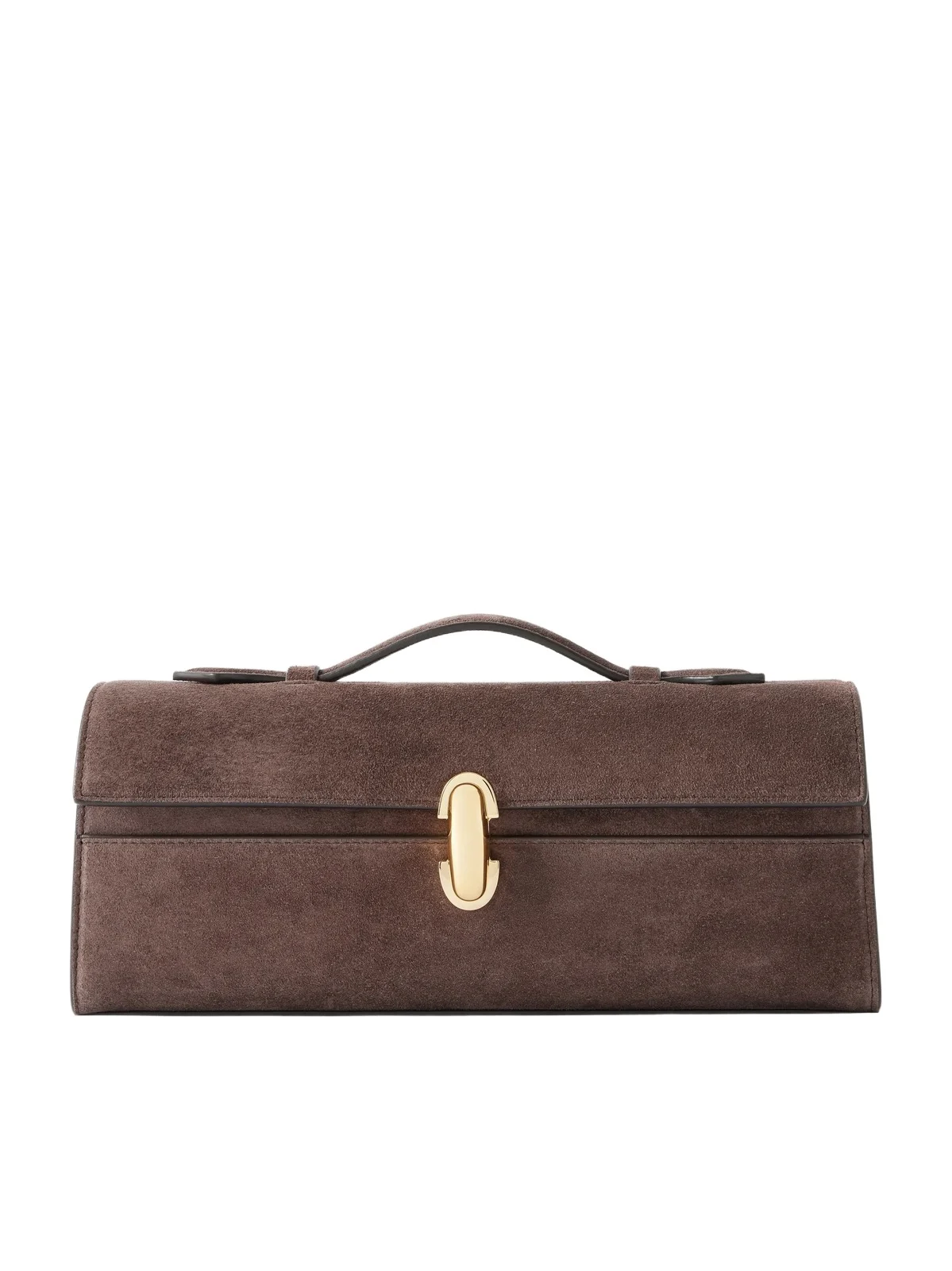 Savette Slim Symmetry Pochette Leather-trimmed Suede Top-handle Bag