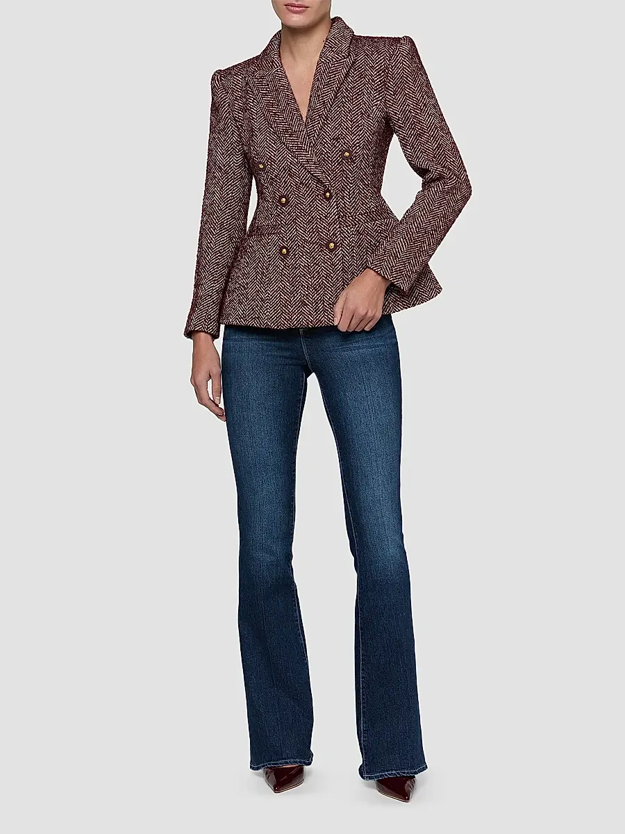 L'Agence Women's Karima Herringbone Cinched Blazer | Thumbnail 2