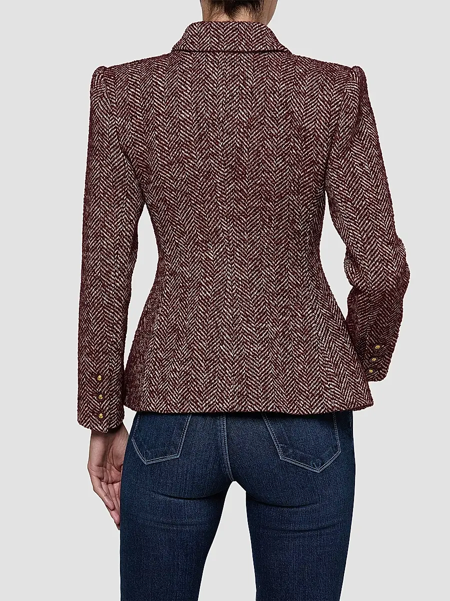L'Agence Women's Karima Herringbone Cinched Blazer | Thumbnail 3